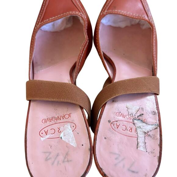 90'S VTG. BURNT ORANGE PUMPKIN POINTED TOE KITTEN MULES PUMPS  JOAN & DAVID7-7.5 - Picture 5 of 9